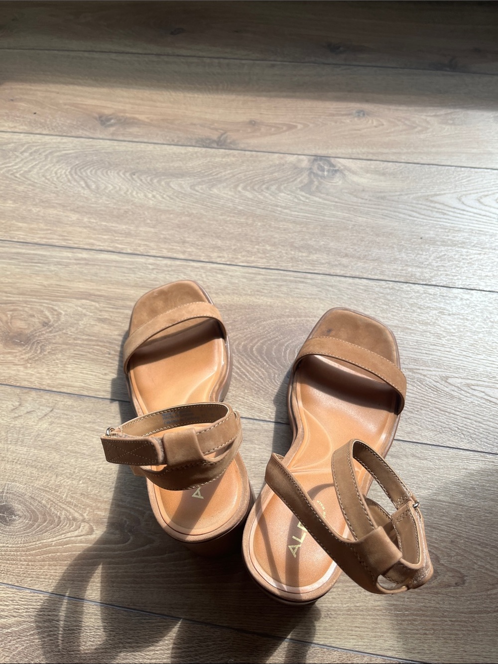 Women’s Tan Suede Ankle-Strap Sandals with Heels - Picture 2 of 7